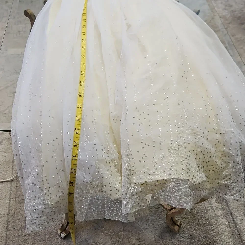 Marmellata Yellow and White Sparkly Girls Dress Size 7